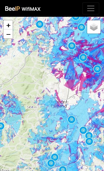 Carte couverture WifiMAX ATHD Auvergne Trés Haut Débit - Wifi MAX BeeIP - de BEEIP